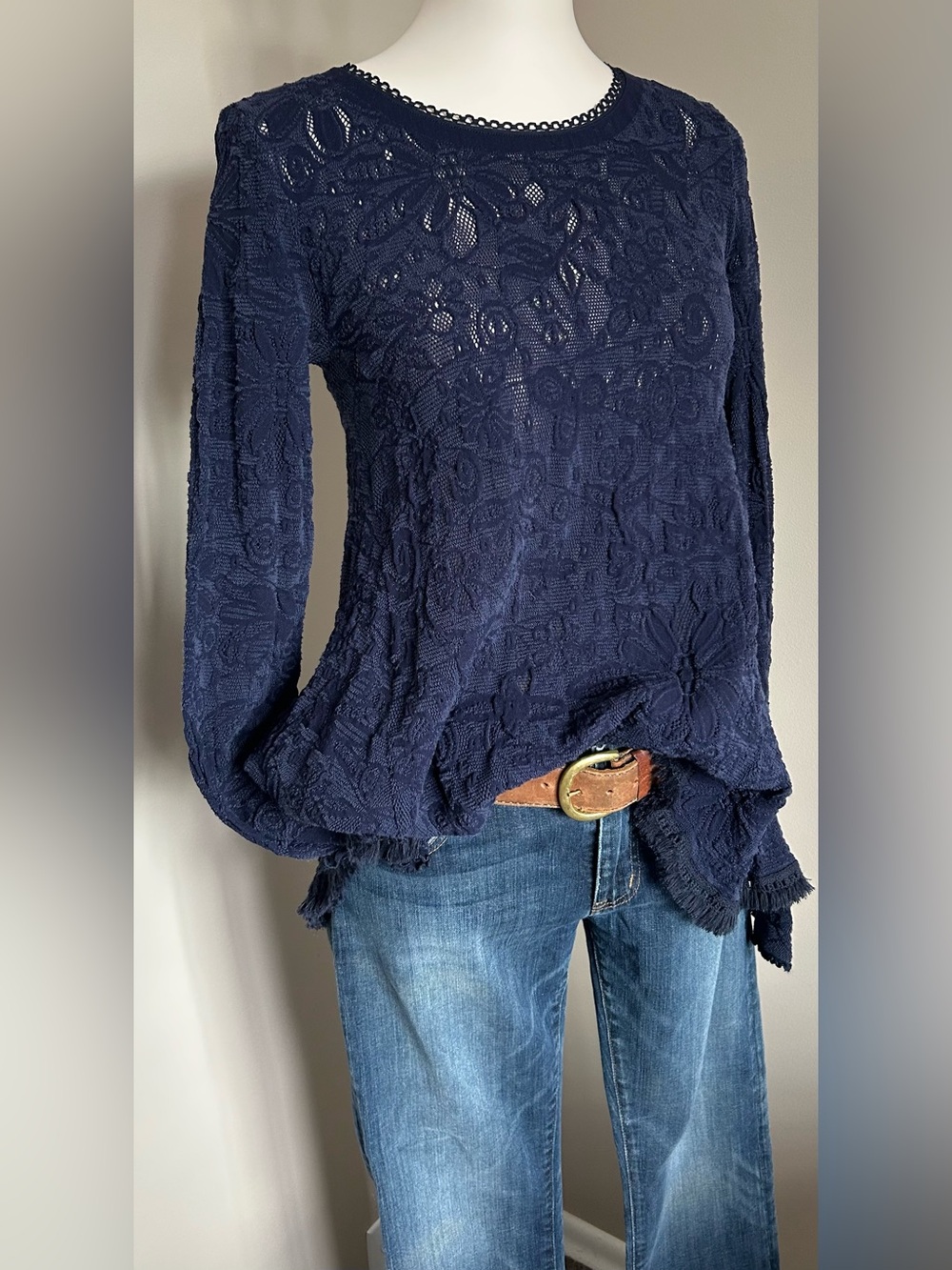 High Everyday Couture Italy “Tech” Navy Lace Tunic - Like New